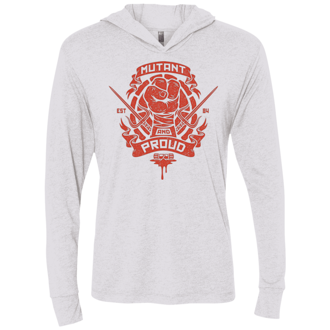 T-Shirts Heather White / X-Small Mutant and Proud Raph Triblend Long Sleeve Hoodie Tee