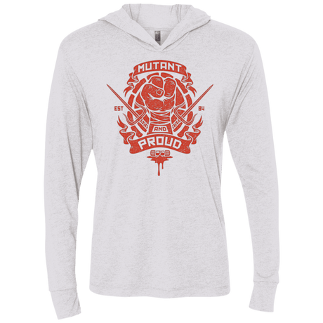 T-Shirts Heather White / X-Small Mutant and Proud Raph Triblend Long Sleeve Hoodie Tee
