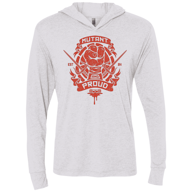 T-Shirts Heather White / X-Small Mutant and Proud Raph Triblend Long Sleeve Hoodie Tee