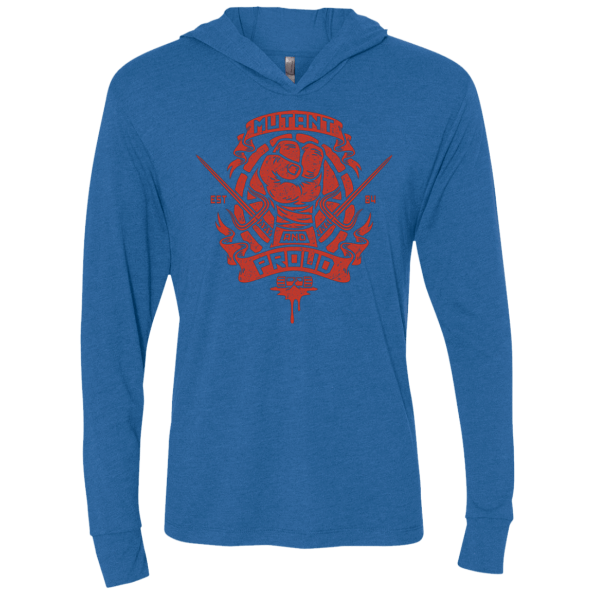 T-Shirts Vintage Royal / X-Small Mutant and Proud Raph Triblend Long Sleeve Hoodie Tee