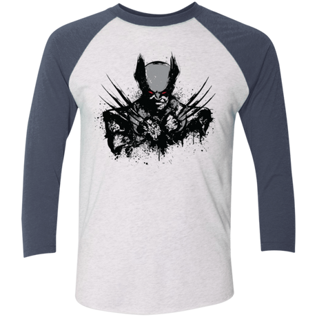 T-Shirts Heather White/Indigo / X-Small Mutant Rage  X Men's Triblend 3/4 Sleeve