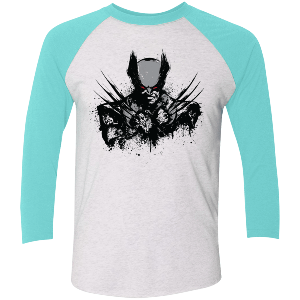T-Shirts Heather White/Tahiti Blue / X-Small Mutant Rage  X Men's Triblend 3/4 Sleeve