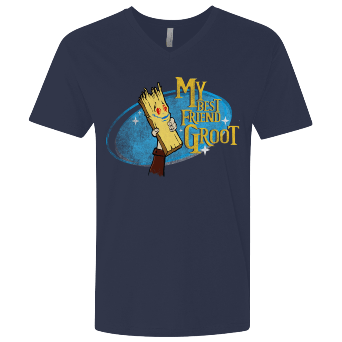 T-Shirts Midnight Navy / X-Small My Best Friend Groot Men's Premium V-Neck