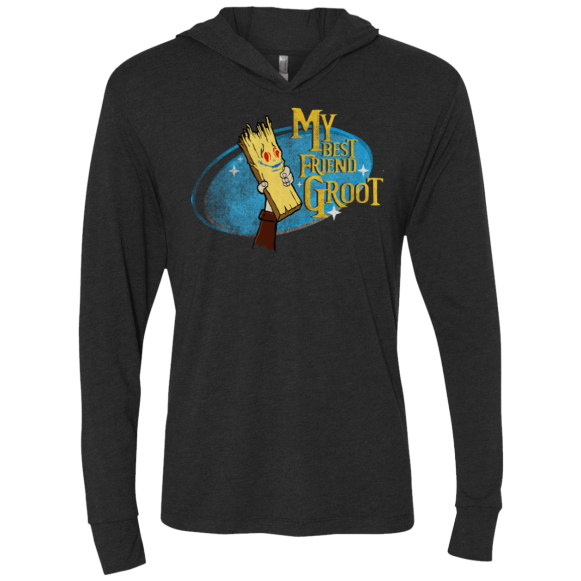 T-Shirts Vintage Black / X-Small My Best Friend Groot Triblend Long Sleeve Hoodie Tee