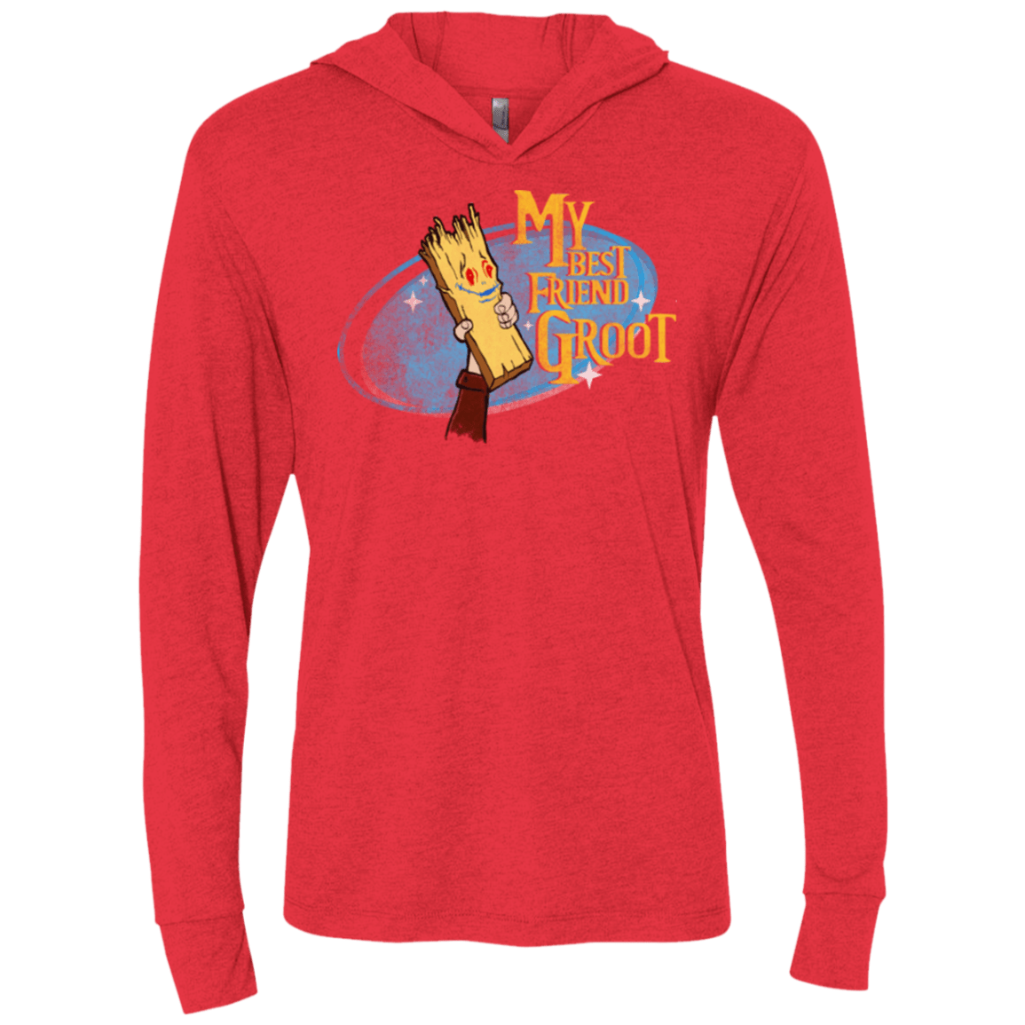 T-Shirts Vintage Red / X-Small My Best Friend Groot Triblend Long Sleeve Hoodie Tee
