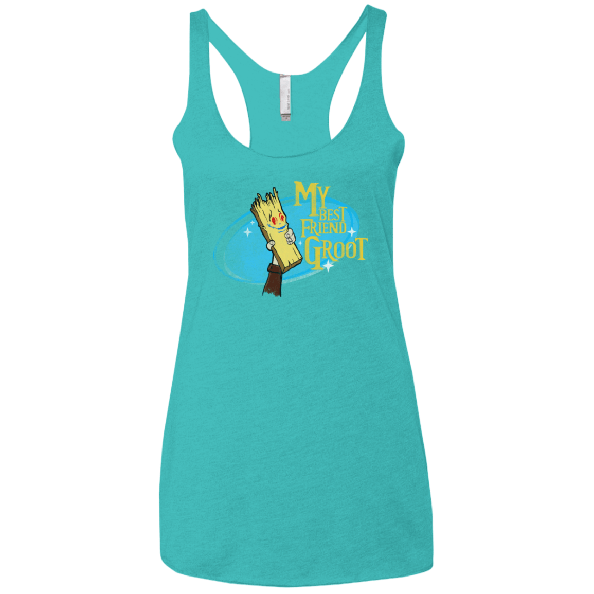 T-Shirts Tahiti Blue / X-Small My Best Friend Groot Women's Triblend Racerback Tank