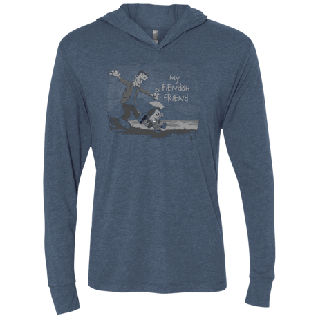 T-Shirts Indigo / X-Small My Fiendish Friend Triblend Long Sleeve Hoodie Tee