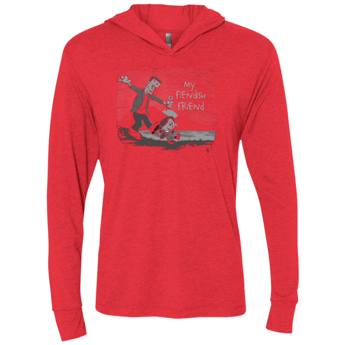 T-Shirts Vintage Red / X-Small My Fiendish Friend Triblend Long Sleeve Hoodie Tee