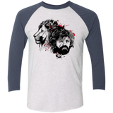 T-Shirts Heather White/Indigo / X-Small MY LION Men's Triblend 3/4 Sleeve