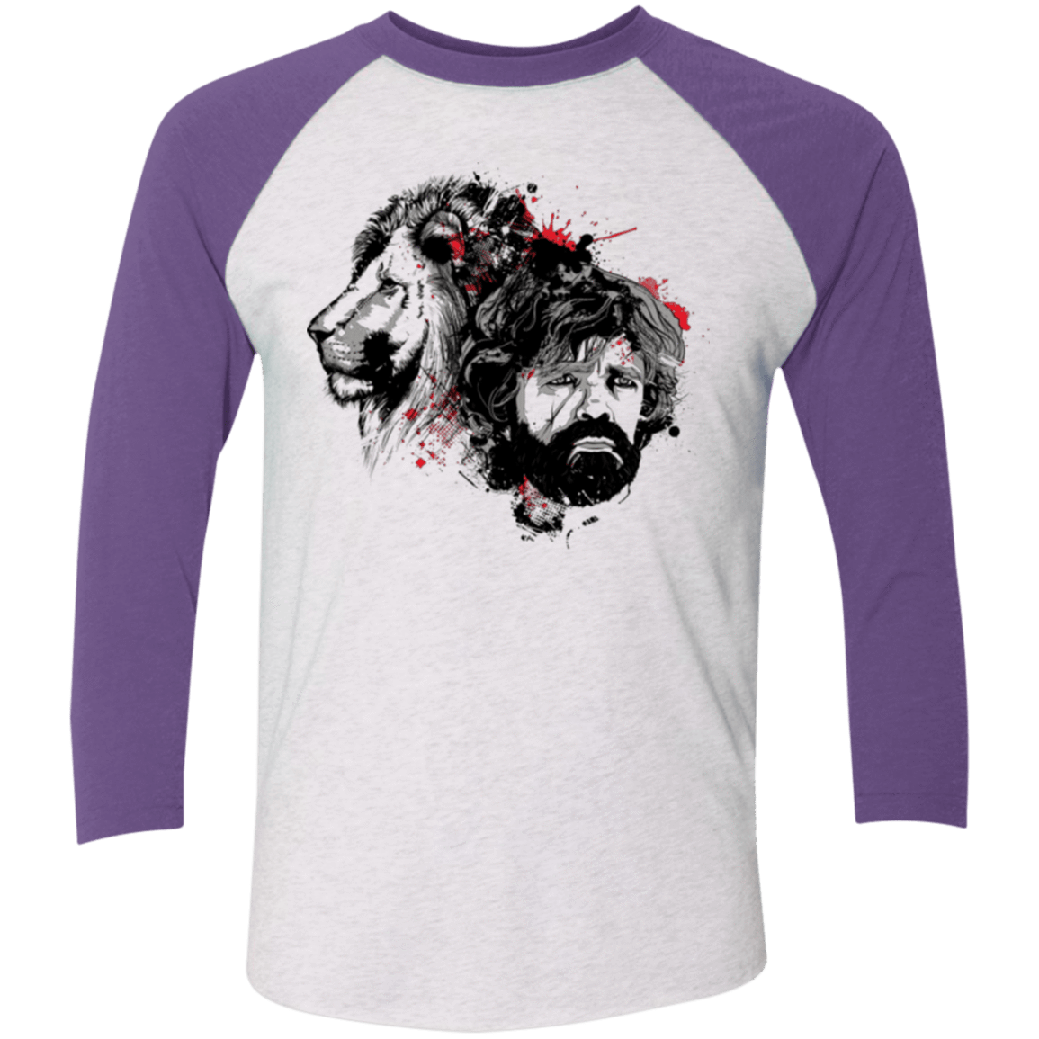 T-Shirts Heather White/Purple Rush / X-Small MY LION Men's Triblend 3/4 Sleeve