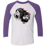 T-Shirts Heather White/Purple Rush / X-Small MY LION Men's Triblend 3/4 Sleeve