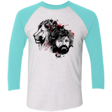 T-Shirts Heather White/Tahiti Blue / X-Small MY LION Men's Triblend 3/4 Sleeve