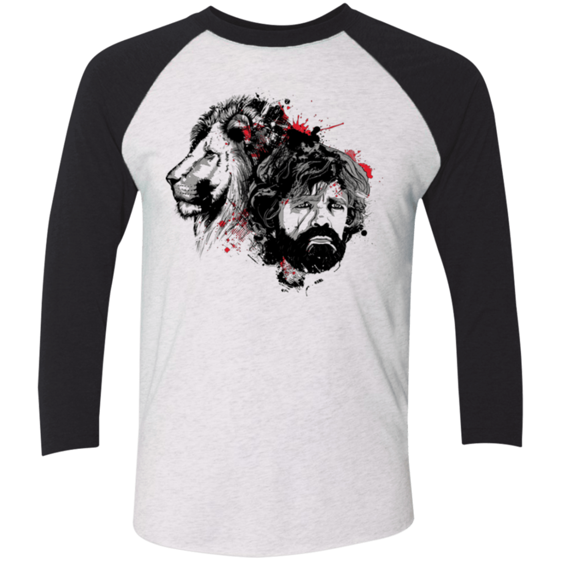 T-Shirts Heather White/Vintage Black / X-Small MY LION Men's Triblend 3/4 Sleeve