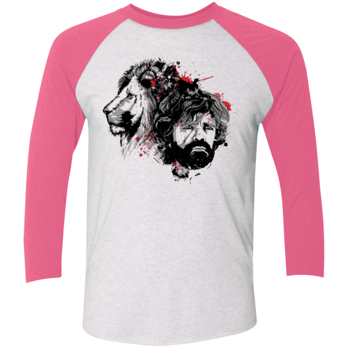 T-Shirts Heather White/Vintage Pink / X-Small MY LION Men's Triblend 3/4 Sleeve