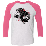 T-Shirts Heather White/Vintage Pink / X-Small MY LION Men's Triblend 3/4 Sleeve