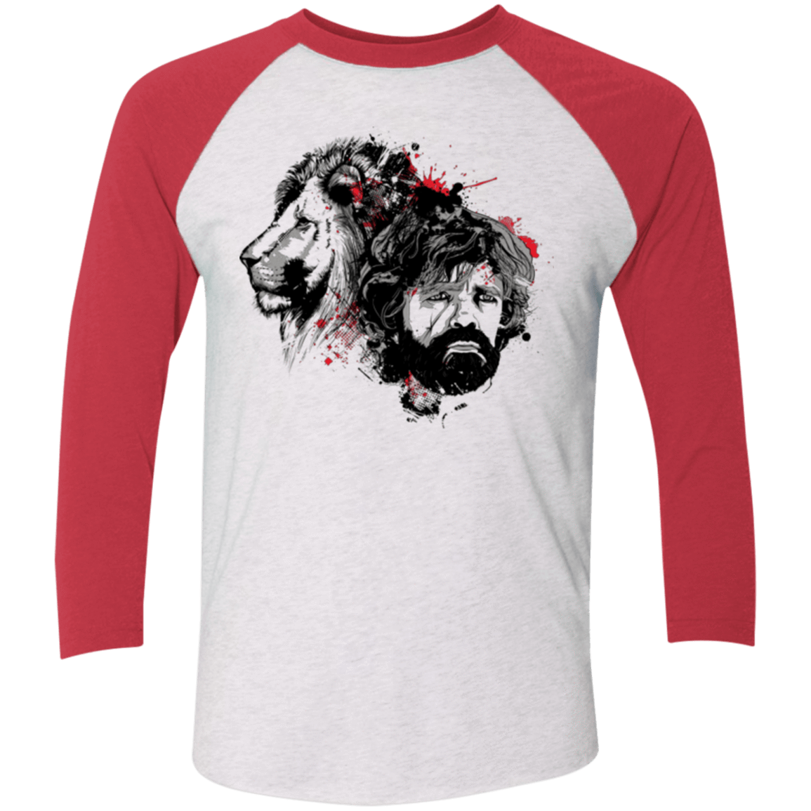 T-Shirts Heather White/Vintage Red / X-Small MY LION Men's Triblend 3/4 Sleeve