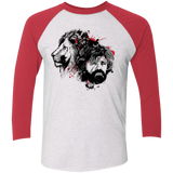 T-Shirts Heather White/Vintage Red / X-Small MY LION Men's Triblend 3/4 Sleeve