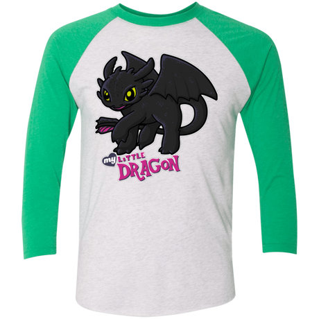 T-Shirts Heather White/Envy / X-Small MY LITTLE DRAGON Men's Triblend 3/4 Sleeve