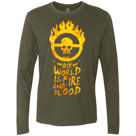T-Shirts Military Green / Small My World Is Fire Men's Premium Long Sleeve