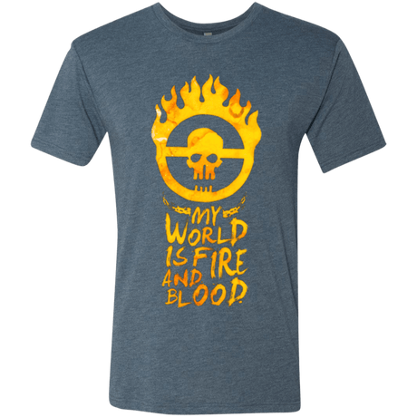 T-Shirts Indigo / Small My World Is Fire Men's Triblend T-Shirt