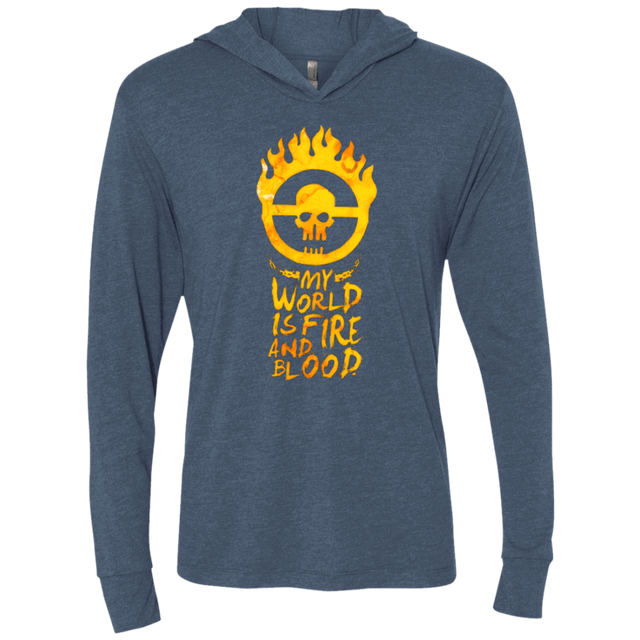 T-Shirts Indigo / X-Small My World Is Fire Triblend Long Sleeve Hoodie Tee