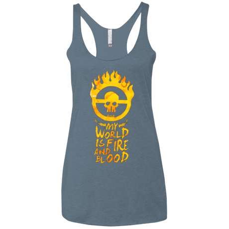 T-Shirts Indigo / X-Small My World Is Fire Women's Triblend Racerback Tank