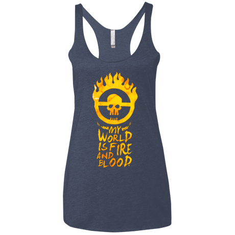 T-Shirts Vintage Navy / X-Small My World Is Fire Women's Triblend Racerback Tank