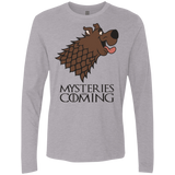 T-Shirts Heather Grey / S Mysteries Are Coming Men's Premium Long Sleeve