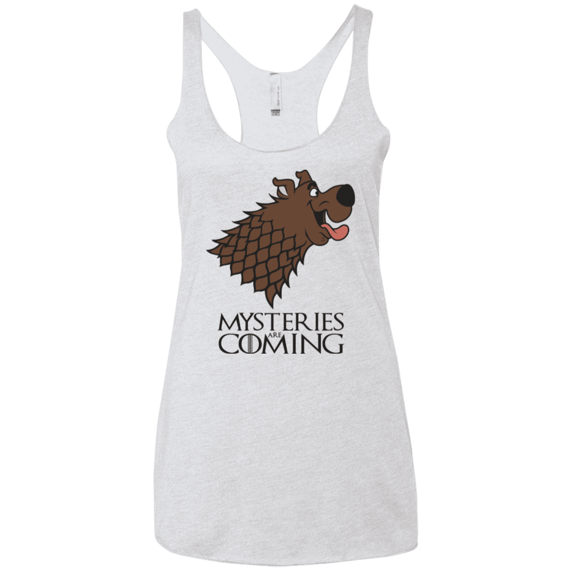 T-Shirts Heather White / X-Small Mysteries Are Coming Women's Triblend Racerback Tank
