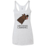 T-Shirts Heather White / X-Small Mysteries Are Coming Women's Triblend Racerback Tank