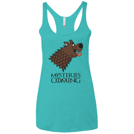 T-Shirts Tahiti Blue / X-Small Mysteries Are Coming Women's Triblend Racerback Tank