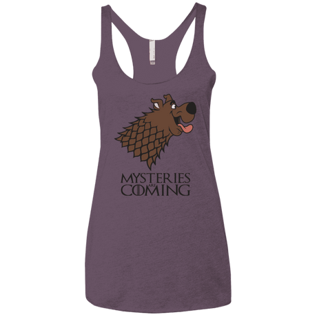 T-Shirts Vintage Purple / X-Small Mysteries Are Coming Women's Triblend Racerback Tank