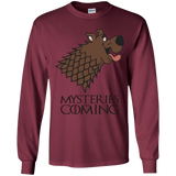 T-Shirts Maroon / YS Mysteries Are Coming Youth Long Sleeve T-Shirt