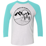 T-Shirts Heather White/Tahiti Blue / X-Small Nature vs. People Men's Triblend 3/4 Sleeve
