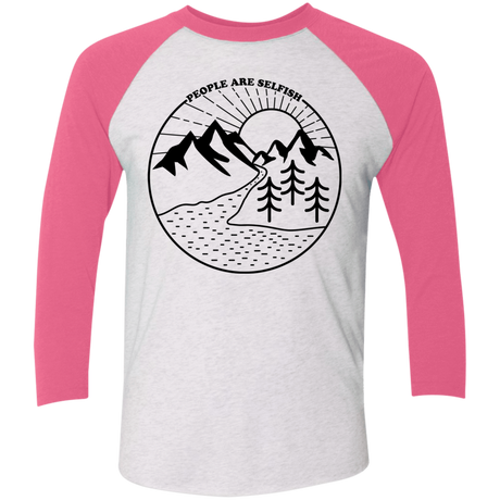 T-Shirts Heather White/Vintage Pink / X-Small Nature vs. People Men's Triblend 3/4 Sleeve