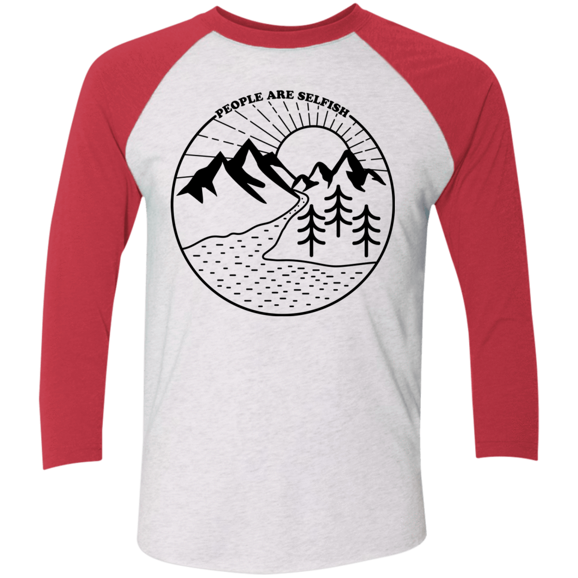 T-Shirts Heather White/Vintage Red / X-Small Nature vs. People Men's Triblend 3/4 Sleeve