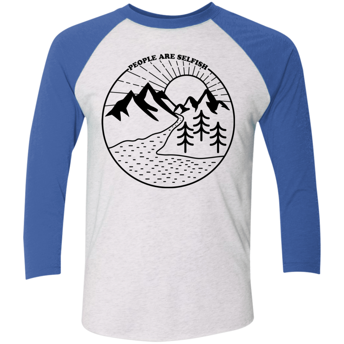 T-Shirts Heather White/Vintage Royal / X-Small Nature vs. People Men's Triblend 3/4 Sleeve