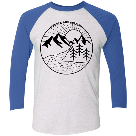 T-Shirts Heather White/Vintage Royal / X-Small Nature vs. People Men's Triblend 3/4 Sleeve