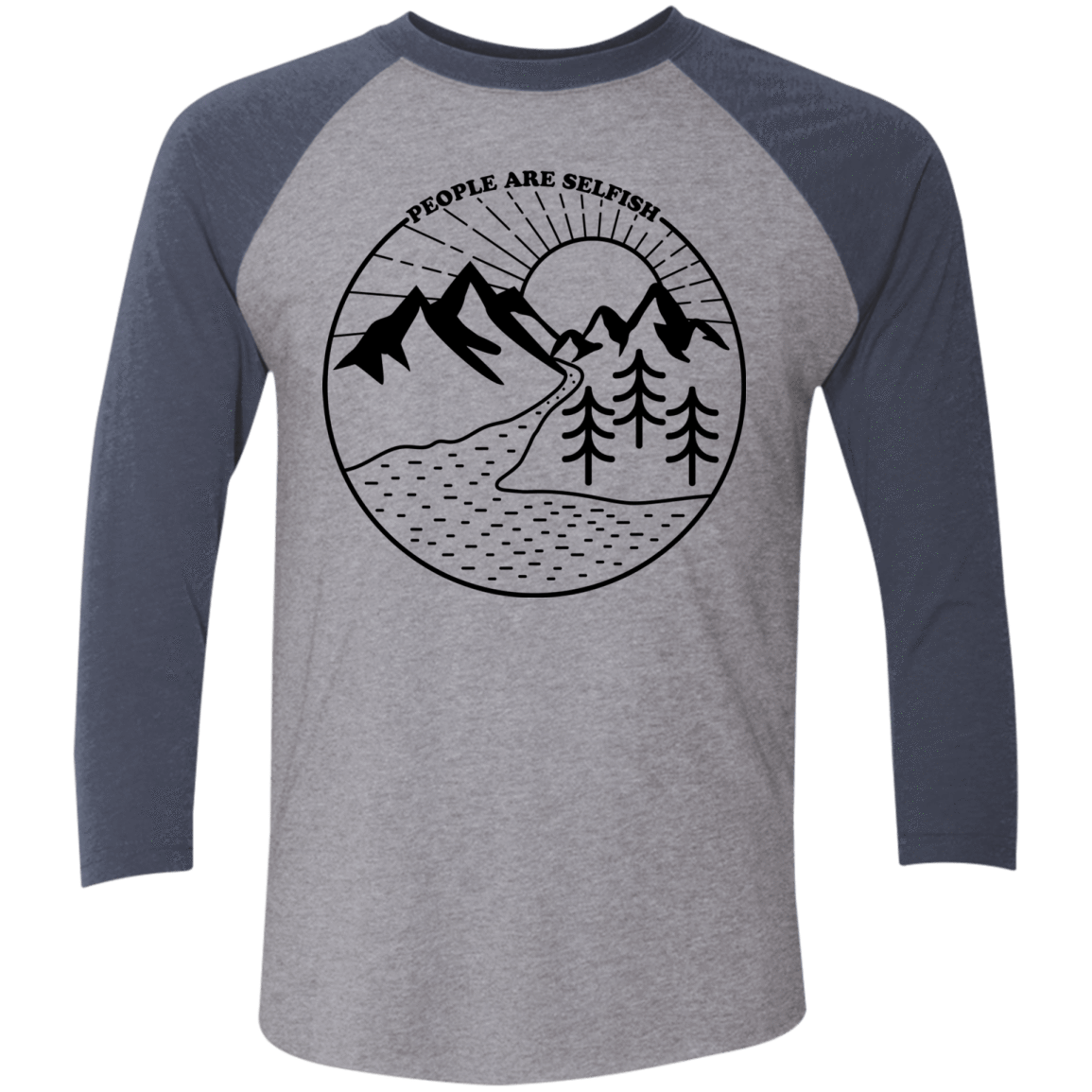 T-Shirts Premium Heather/Vintage Navy / X-Small Nature vs. People Men's Triblend 3/4 Sleeve