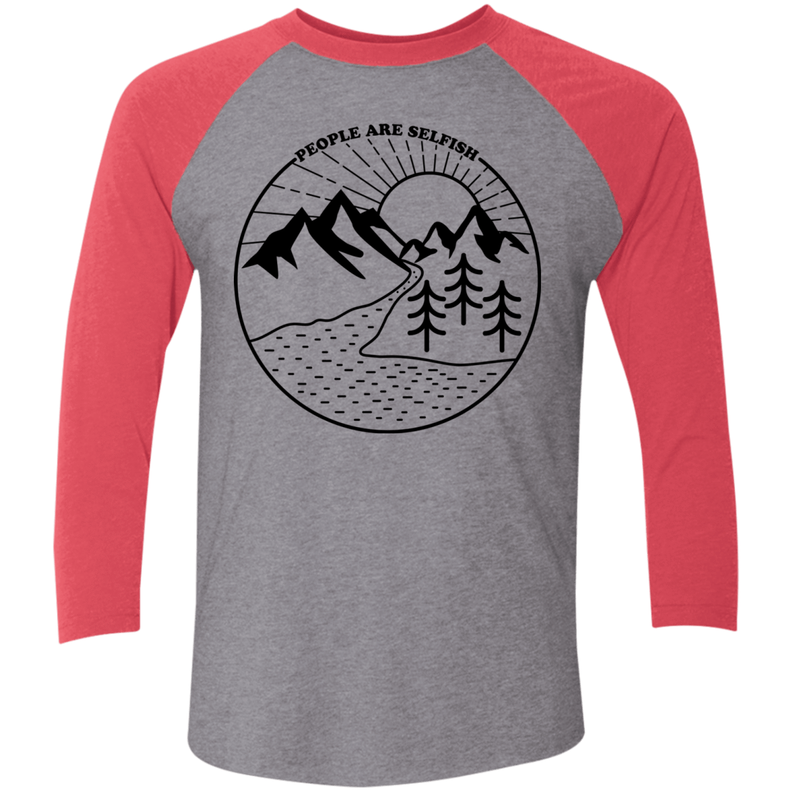 T-Shirts Premium Heather/Vintage Red / X-Small Nature vs. People Men's Triblend 3/4 Sleeve