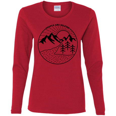 T-Shirts Red / S Nature vs. People Women's Long Sleeve T-Shirt