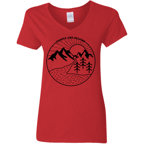 T-Shirts Red / S Nature vs. People Women's V-Neck T-Shirt