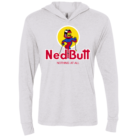 T-Shirts Heather White / X-Small Ned Butt Triblend Long Sleeve Hoodie Tee