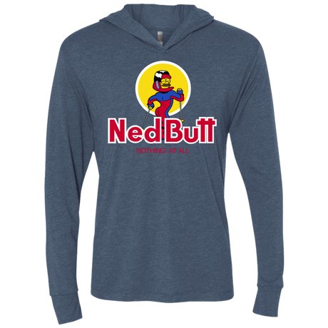 T-Shirts Indigo / X-Small Ned Butt Triblend Long Sleeve Hoodie Tee