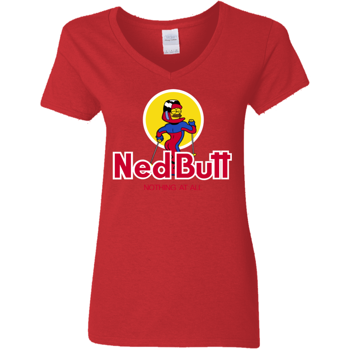 T-Shirts Red / S Ned Butt Women's V-Neck T-Shirt