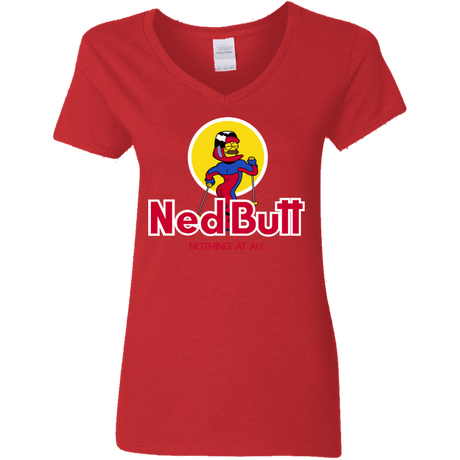 T-Shirts Red / S Ned Butt Women's V-Neck T-Shirt