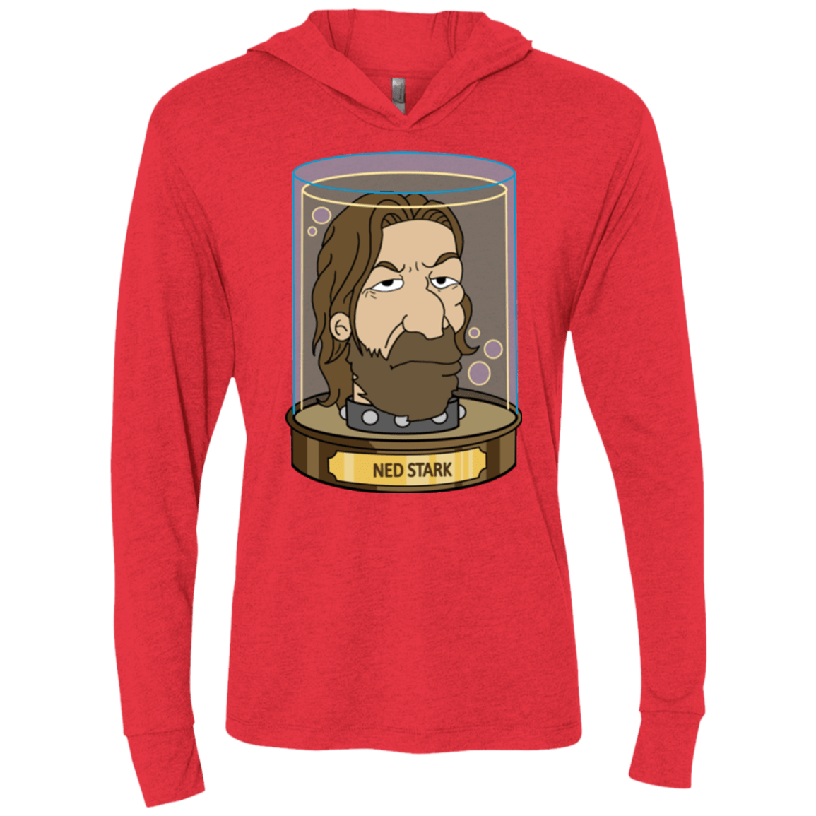 T-Shirts Vintage Red / X-Small Ned Stark Head Triblend Long Sleeve Hoodie Tee