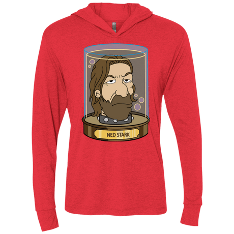 T-Shirts Vintage Red / X-Small Ned Stark Head Triblend Long Sleeve Hoodie Tee