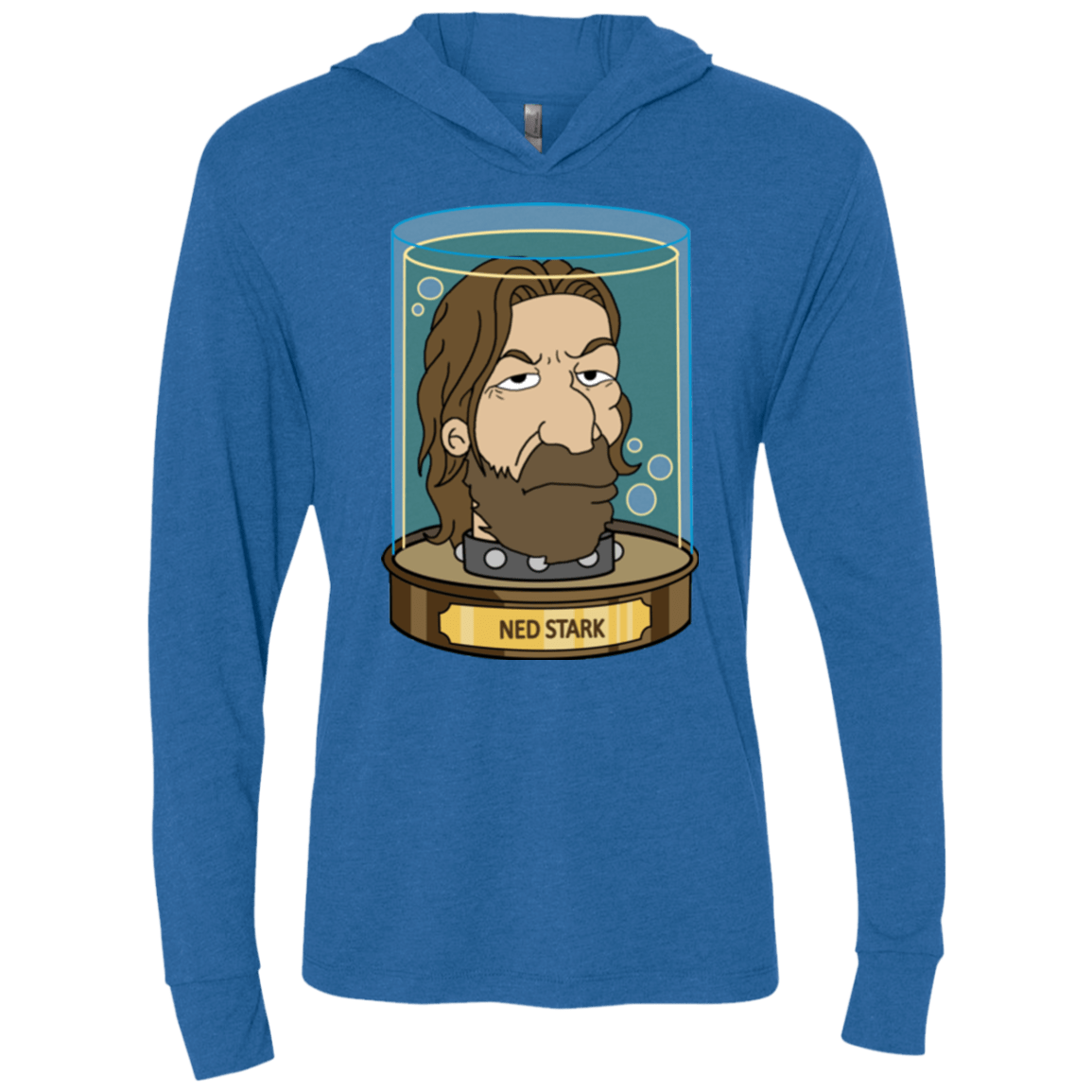 T-Shirts Vintage Royal / X-Small Ned Stark Head Triblend Long Sleeve Hoodie Tee