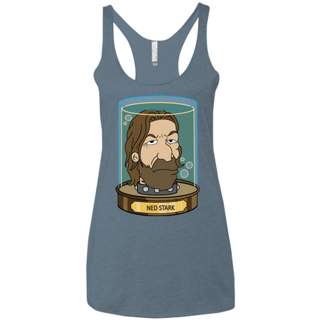 T-Shirts Indigo / X-Small Ned Stark Head Women's Triblend Racerback Tank